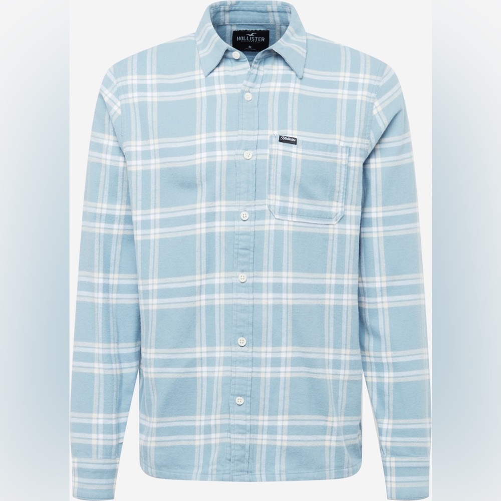 NWT HOLLISTER Regular fit Button Up Shirt flannel in Light Blue